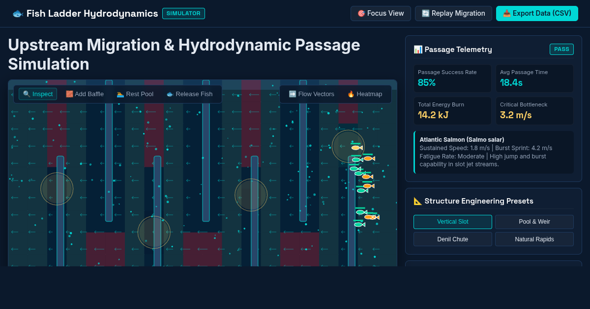 Fish Ladder Hydrodynamics & Migration Simulator preview