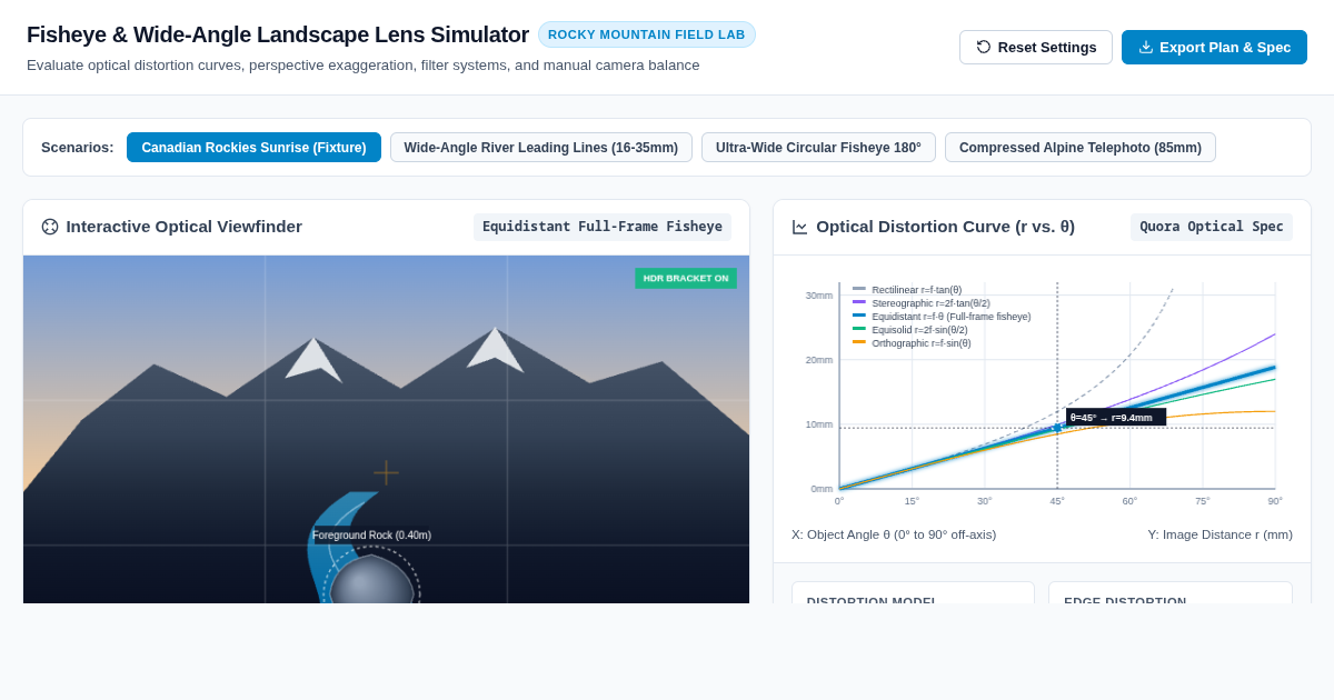 Fisheye & Wide-Angle Landscape Lens Simulator preview