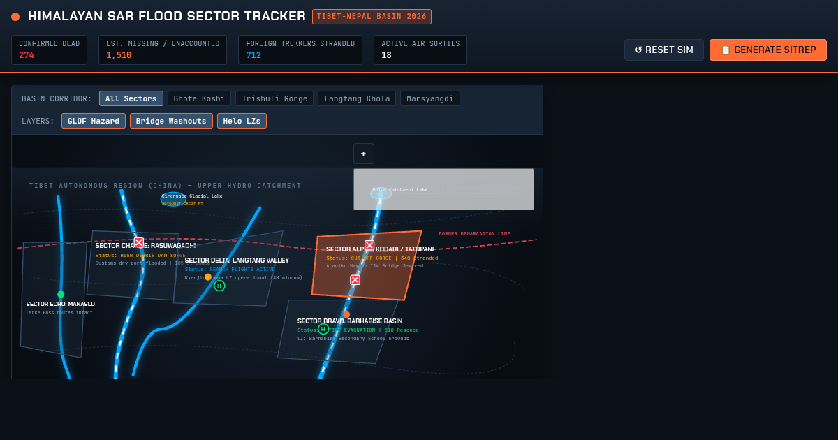 Himalayan Flash Flood SAR Sector Analyzer & Transboundary Basin Map preview