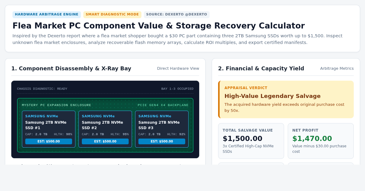 Flea Market PC Component Value & Storage Recovery Calculator preview