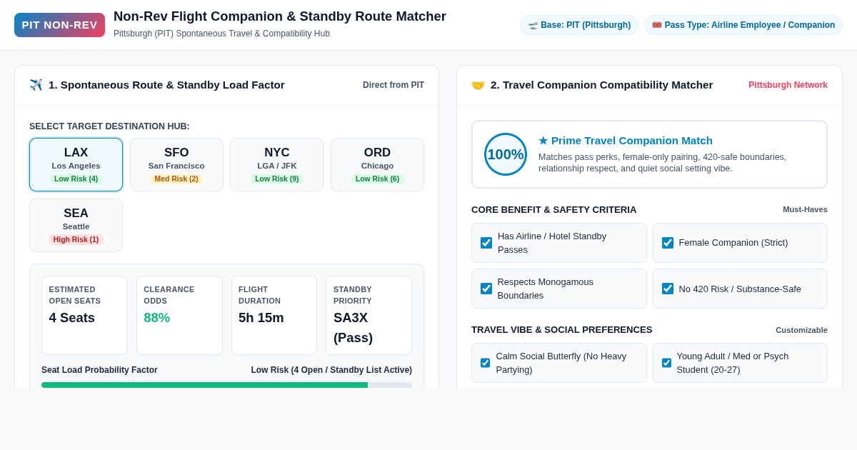 Non-Rev Flight Companion & Standby Route Matcher | PIT Hub preview