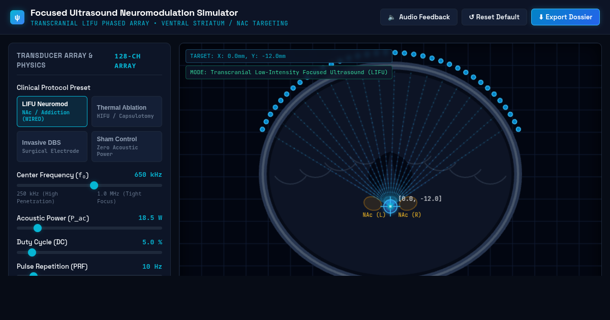 Focused Ultrasound Neuromodulation Simulator | Non-Invasive Addiction Circuit Targeting preview