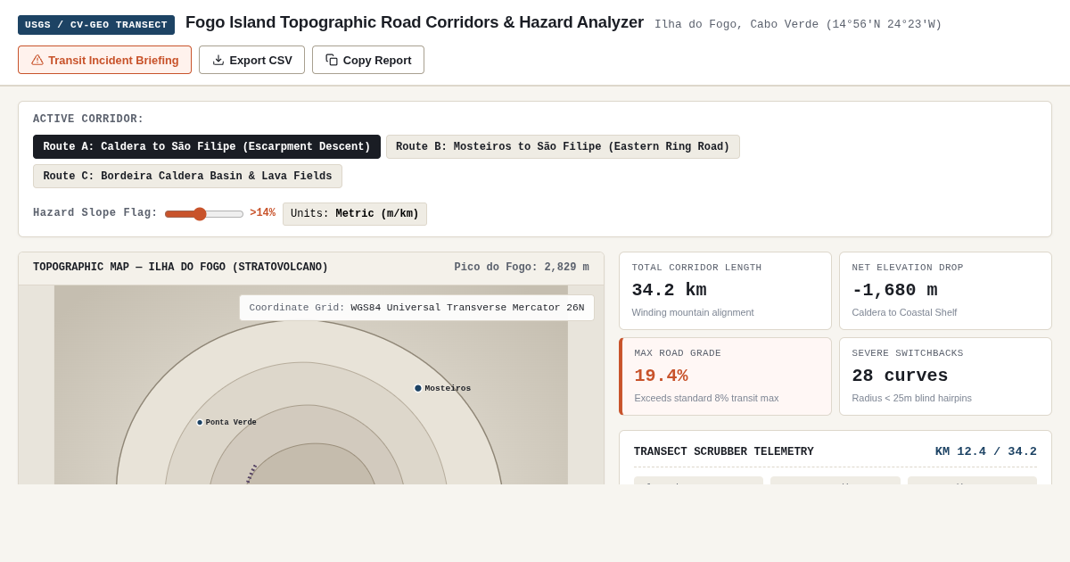 Fogo Island Topographic Road Transect & Corridor Risk Analyzer preview
