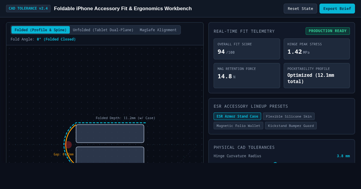 Foldable iPhone Accessory Fit & Ergonomics Workbench preview