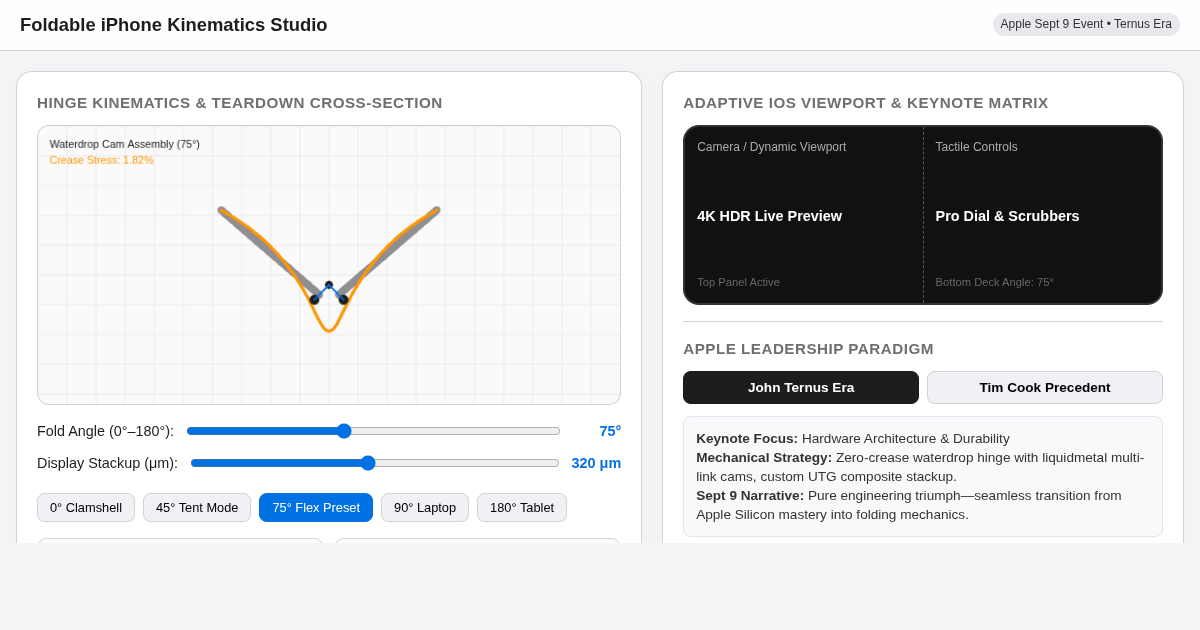 Foldable iPhone Kinematics & Keynote Architecture Studio preview