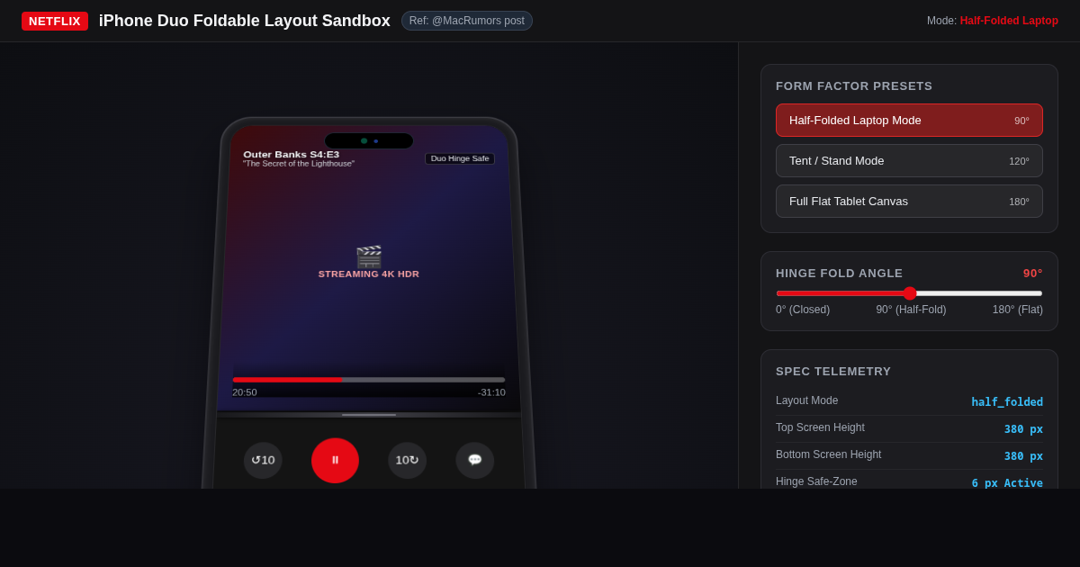 Foldable iPhone Netflix UI Layout Sandbox preview
