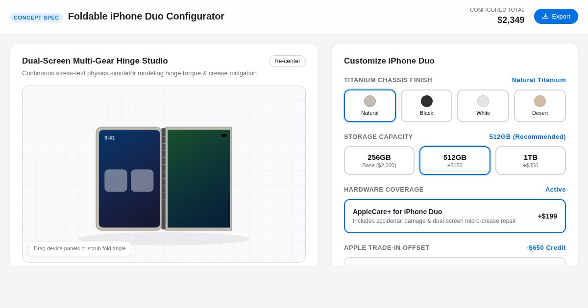 Foldable iPhone Duo Configurator & Value Estimator preview