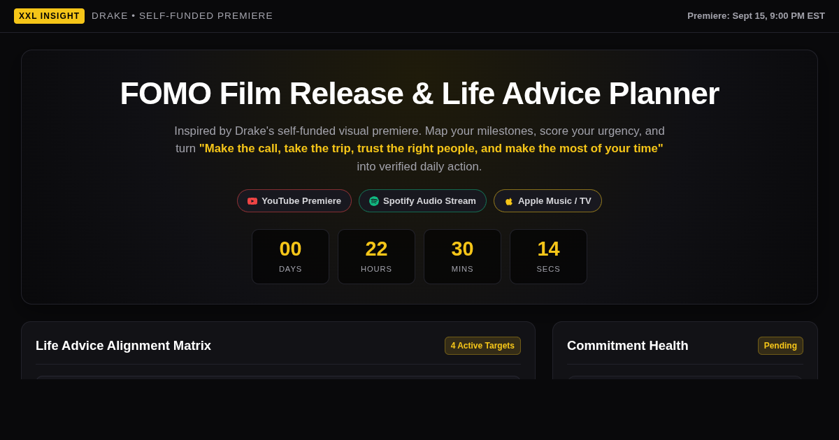 FOMO Film Release & Life Advice Planner preview