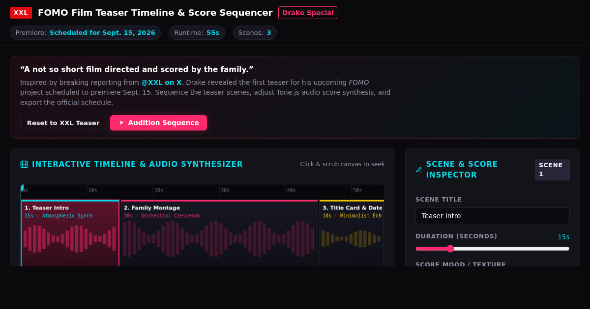 FOMO Film Teaser Timeline & Score Sequencer preview