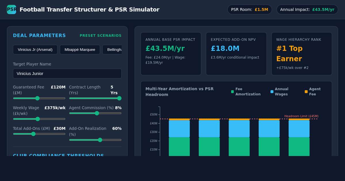 Football Transfer Structurer & PSR Impact Simulator preview