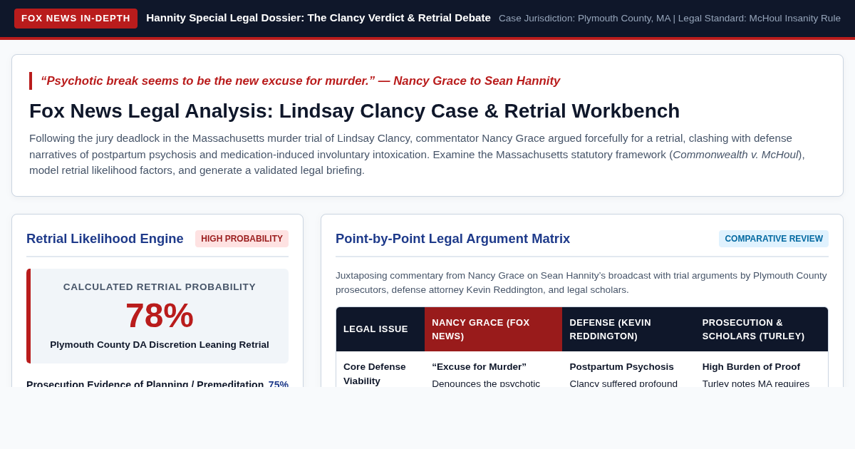 Fox News Legal Analysis & Retrial Argument Timeline Workbench preview