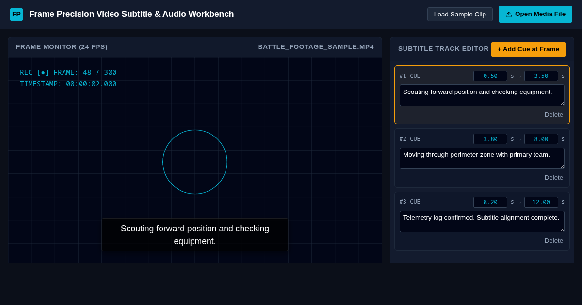 Frame Precision Video Subtitle & Audio Workbench preview