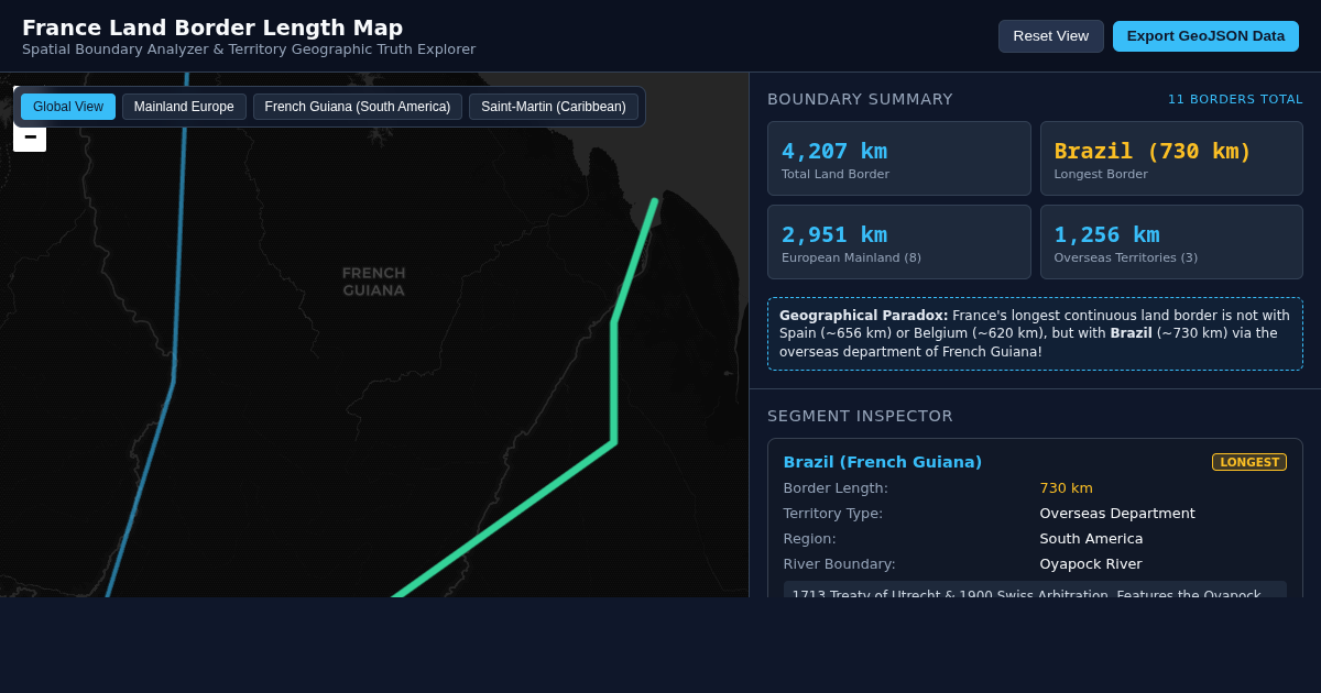 France Land Border Length Map & Analyzer preview