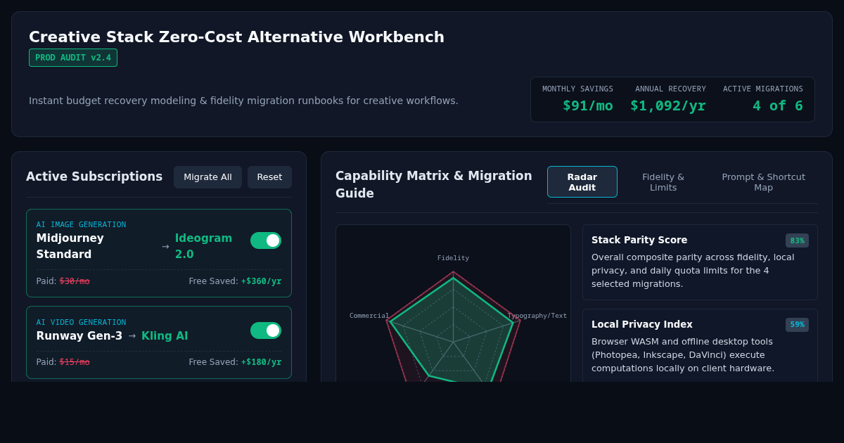 Creative Stack Zero-Cost Alternative Workbench preview