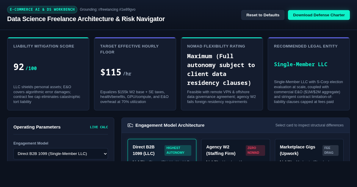 Data Science Freelance Architecture & Risk Navigator preview