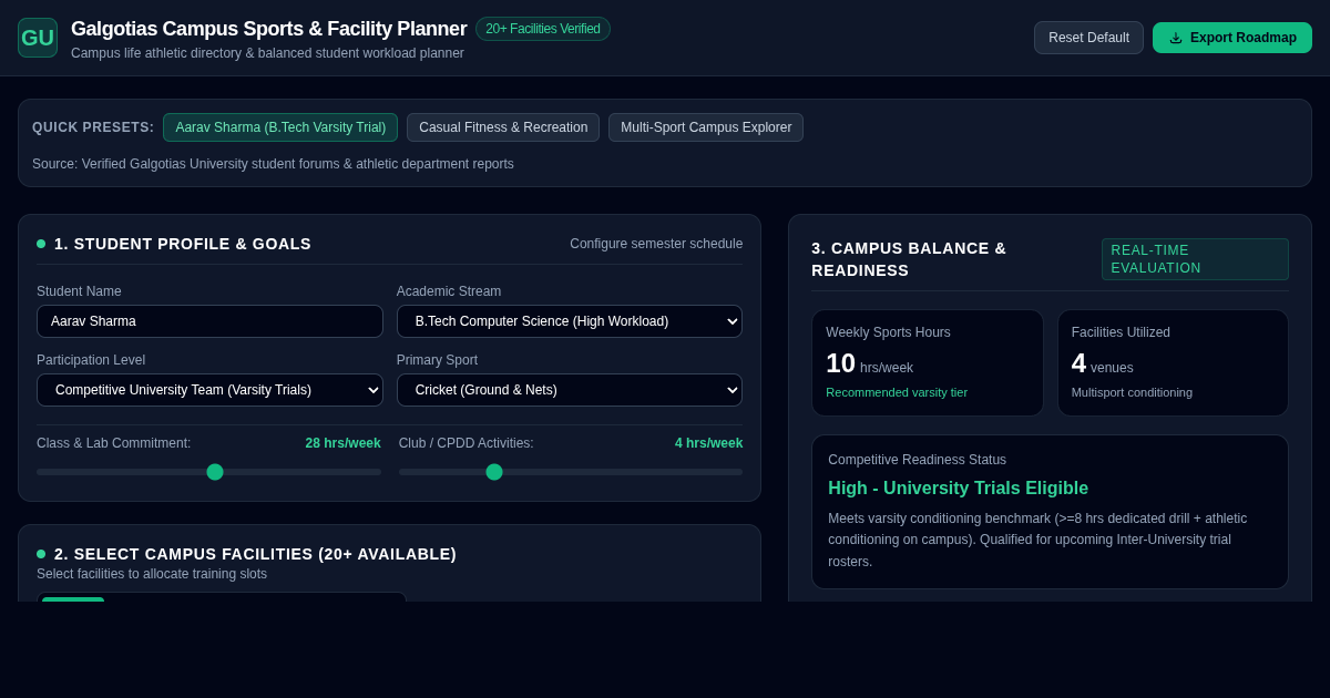 Galgotias Campus Sports & Facility Planner preview