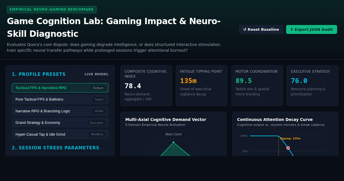 Game Cognition Lab: Gaming Impact & Neuro-Skill Diagnostic preview