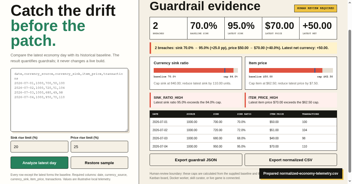 Game Economy Guardrail preview