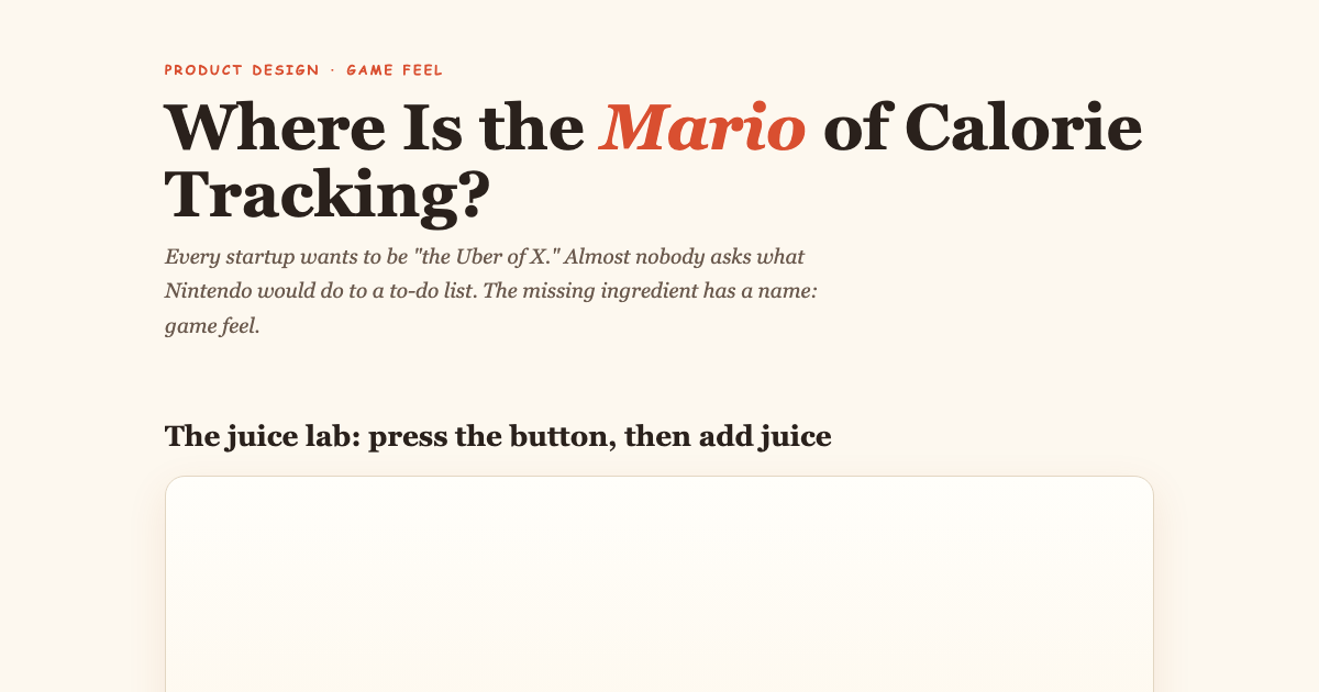 The Mario of Boring Apps: Game Feel Explained preview