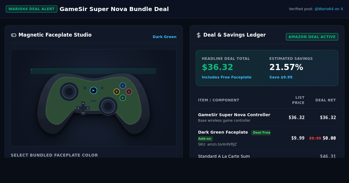 GameSir Super Nova Bundle Deal Calculator & Color Swatch Builder preview
