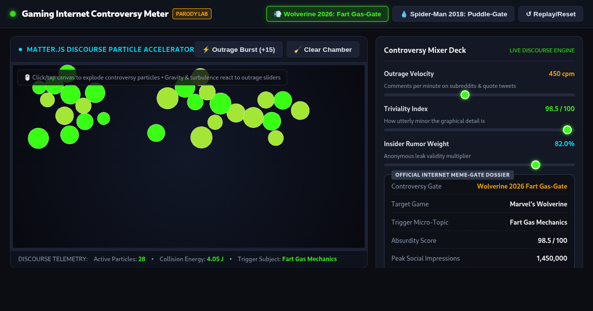 Gaming Internet Controversy Meter & Parody Gate Builder preview