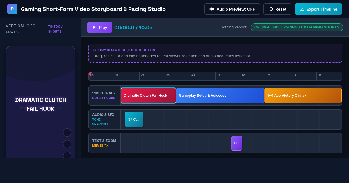 Gaming Short-Form Video Storyboard & Pacing Studio preview