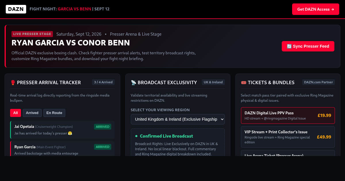 Garcia Benn Fight Card Simulator | DAZN Fight Night Hub preview