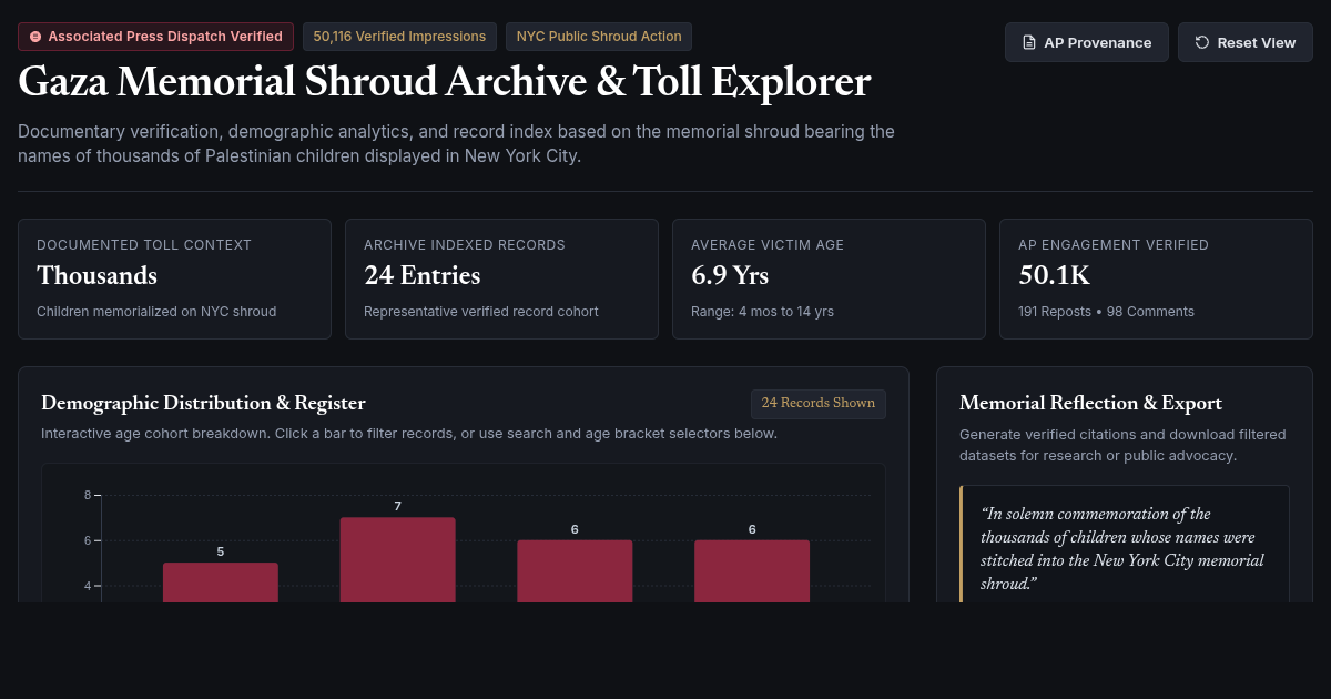 Gaza Memorial Shroud Archive & Toll Explorer preview