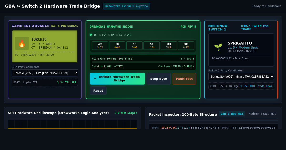 GBA to Switch 2 Pokemon Trade Bridge Protocol Simulator preview