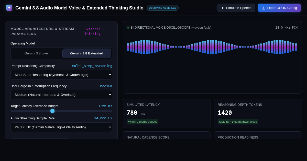 Gemini 3.8 Audio Model Voice & Extended Thinking Studio preview