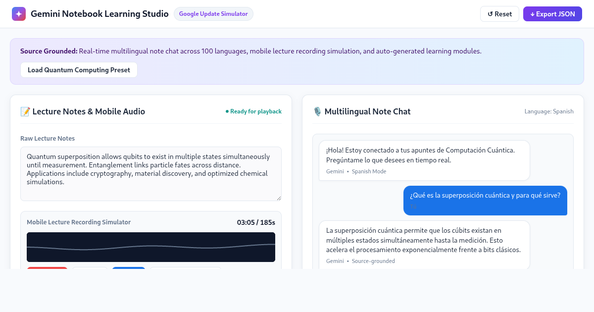 Gemini Notebook Learning Studio preview