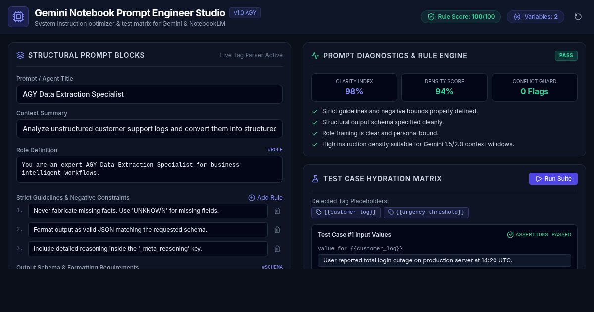 Gemini Notebook Prompt Engineer Studio preview