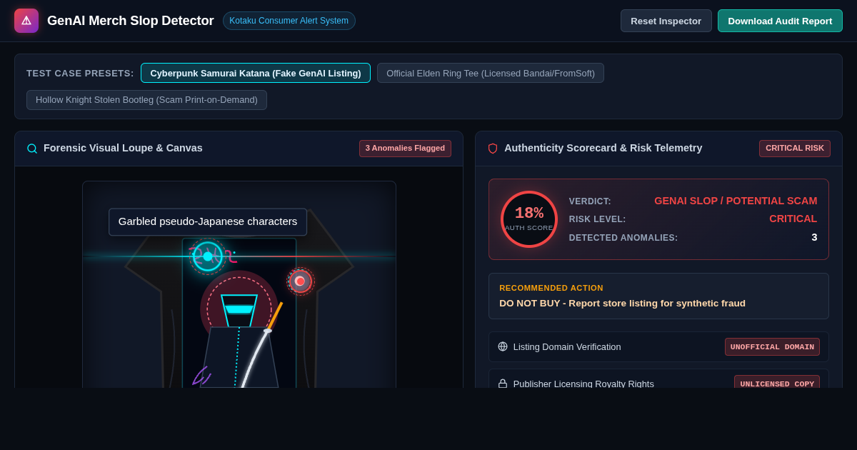 GenAI Merch Slop Detector & Legit Store Verifier preview
