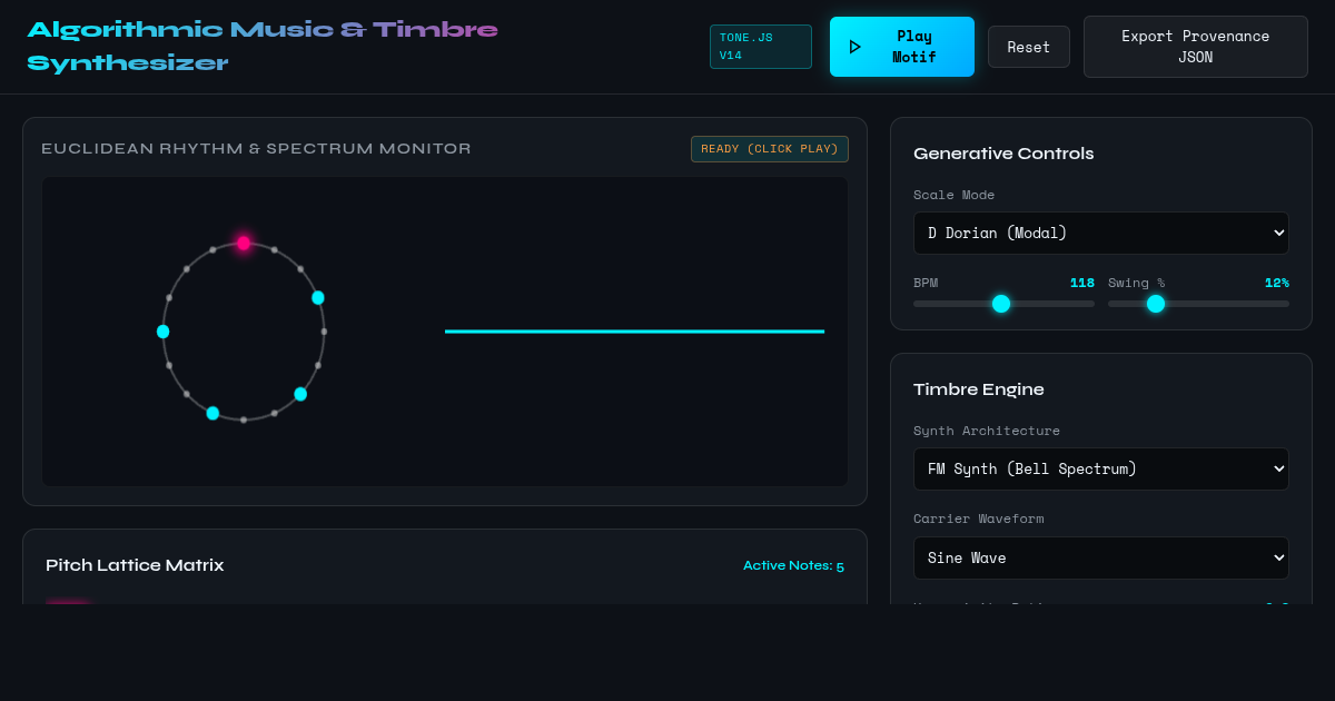 Algorithmic Music & Timbre Synthesizer | Generative Audio Motif Synth preview