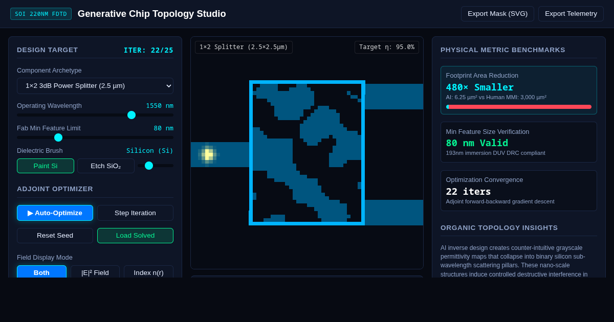 Generative Chip Topology Studio | AI Micro-Photonics Inverse Design preview