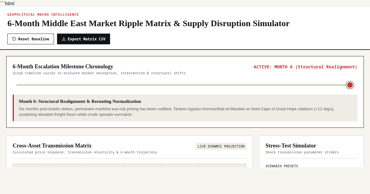 6-Month Middle East Market Ripple Matrix & Supply Disruption Simulator preview