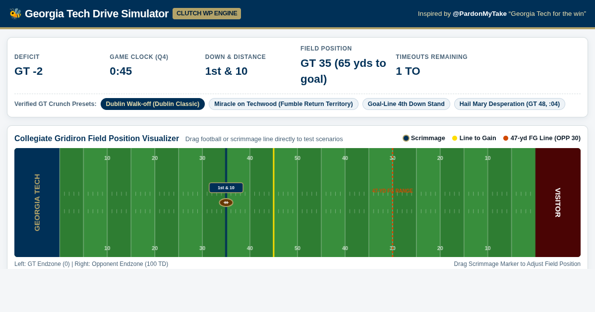 Georgia Tech Win Probability & Late-Game Drive Simulator preview