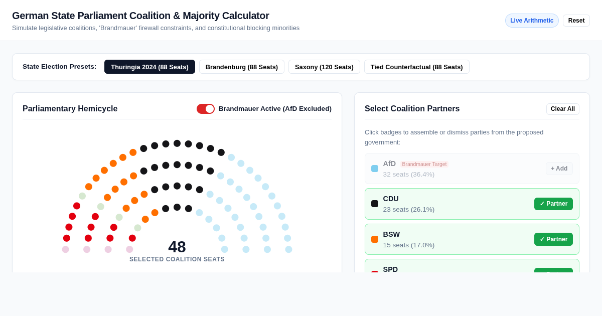 German State Parliament Coalition & Majority Calculator preview