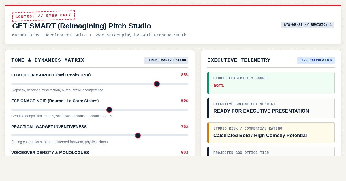 Get Smart Reimagining Pitch Studio | Warner Bros. Development Tool preview