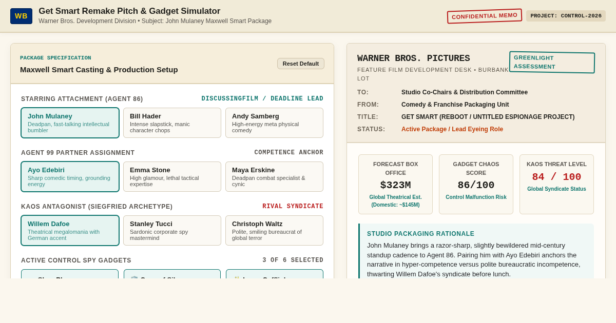 Get Smart Remake Pitch & Gadget Simulator | Warner Bros. Development Desk preview