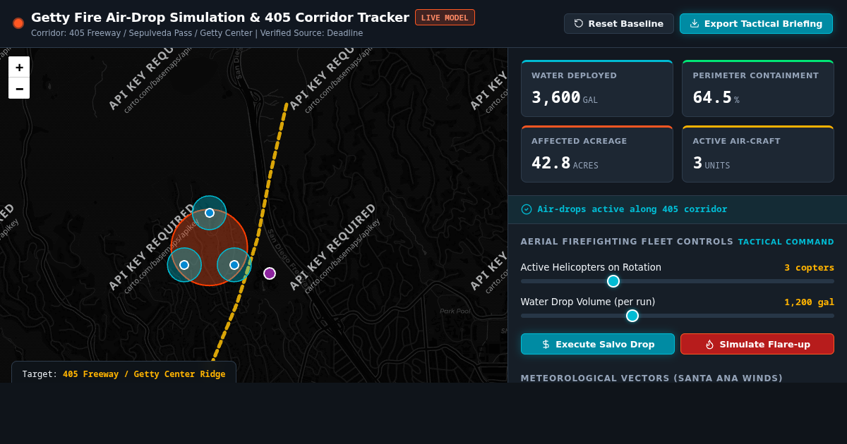 Getty Fire Air-Drop Simulation & 405 Corridor Tracker preview