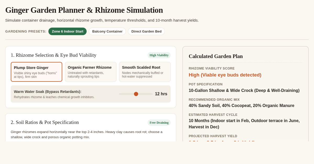 Ginger Garden Planner & Rhizome Simulation preview