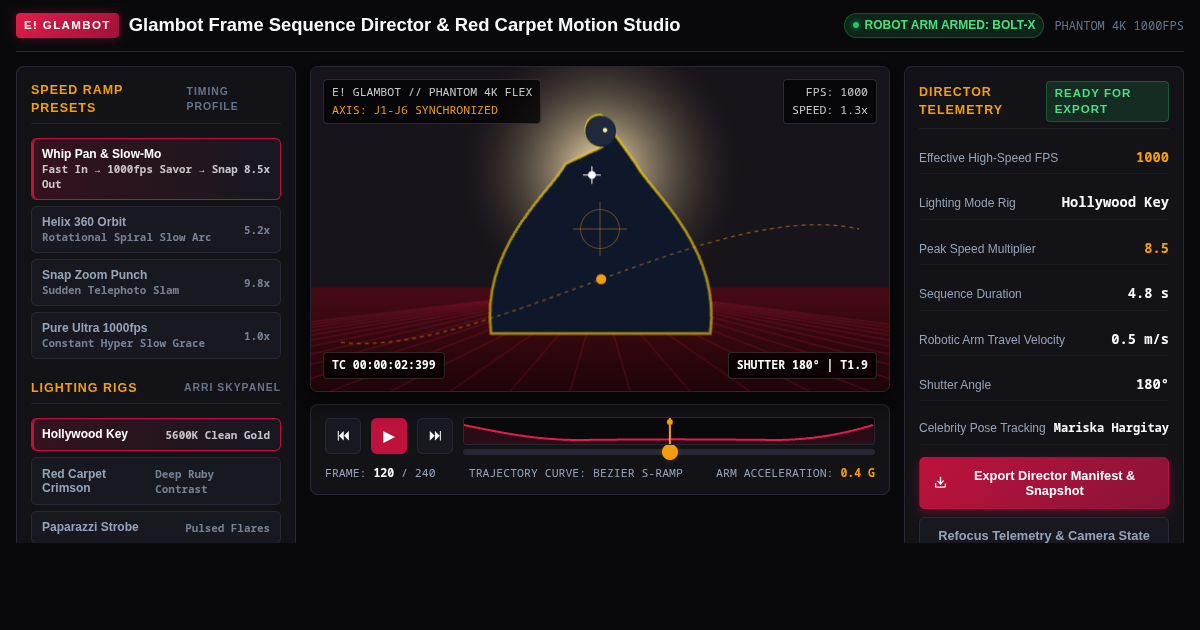 Glambot Frame Sequence Director & Red Carpet Motion Studio preview