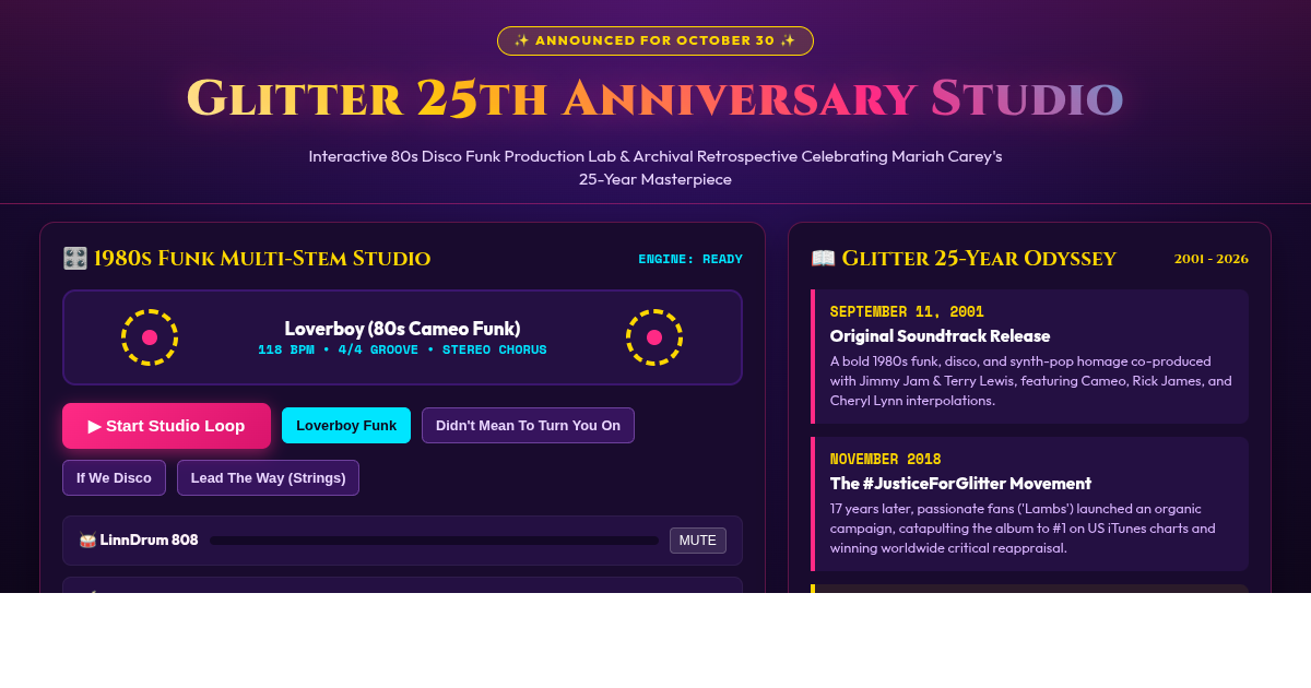 Glitter 25th Anniversary Disco Studio & Legacy Explorer preview