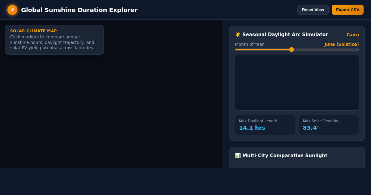 Global Sunshine Duration Explorer - Interactive Solar Map & Analysis preview