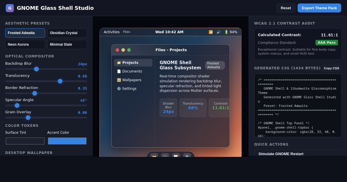 GNOME Glass Shell Studio - Linux Desktop Glassmorphism & Theme Architect preview