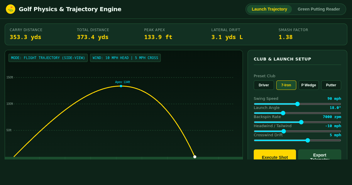 Golf Shot Physics & Trajectory Simulator preview