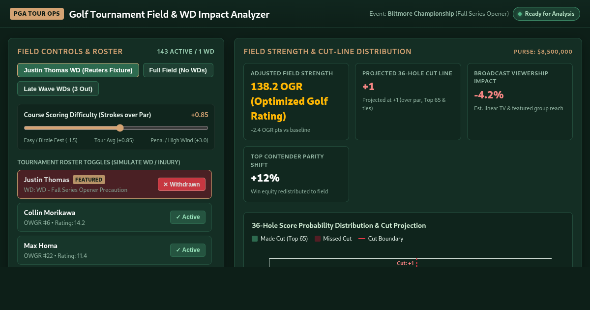 Golf Tournament Field & WD Impact Analyzer | Biltmore Fall Series Opener preview