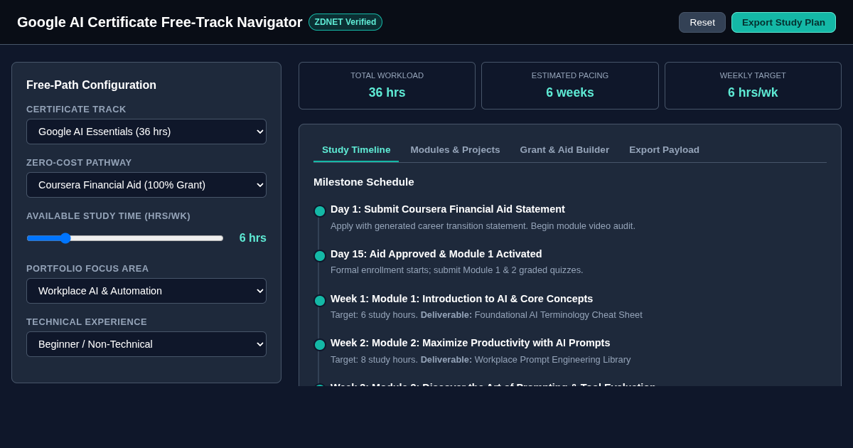 Google AI Certificate Free-Track Navigator preview