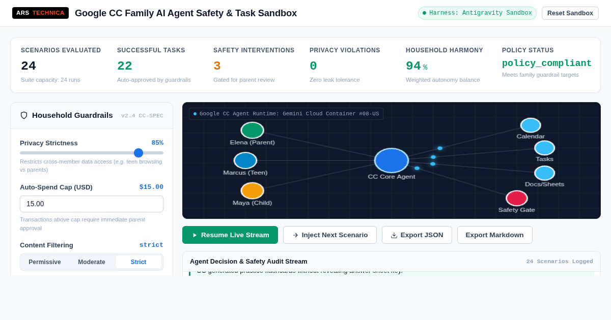 Google CC Family AI Agent Safety & Task Sandbox preview